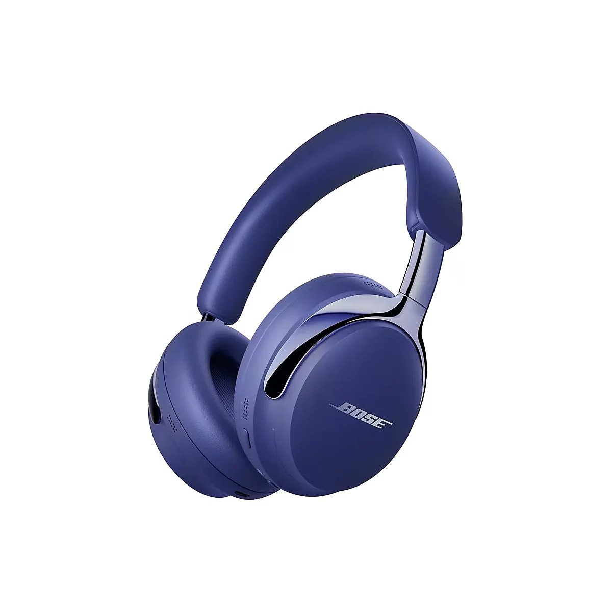 Dunkelblauer Bose Over-Ear-Kopfhörer vor weißem Hintergrund.