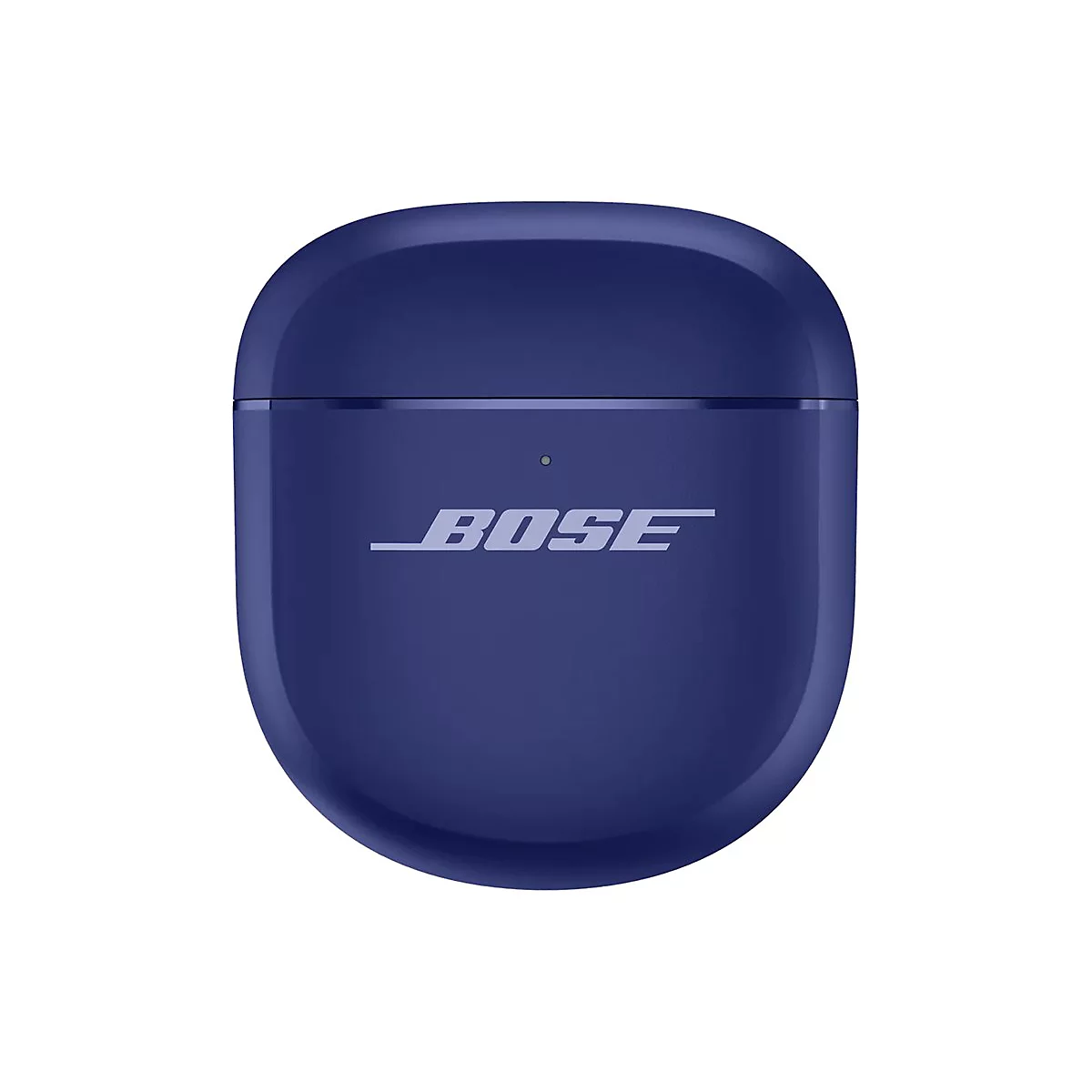 Dunkelblaues, abgerundetes Bose Ladecase für Kopfhörer mit weißem Logo mittig vor neutralem Hintergrund.