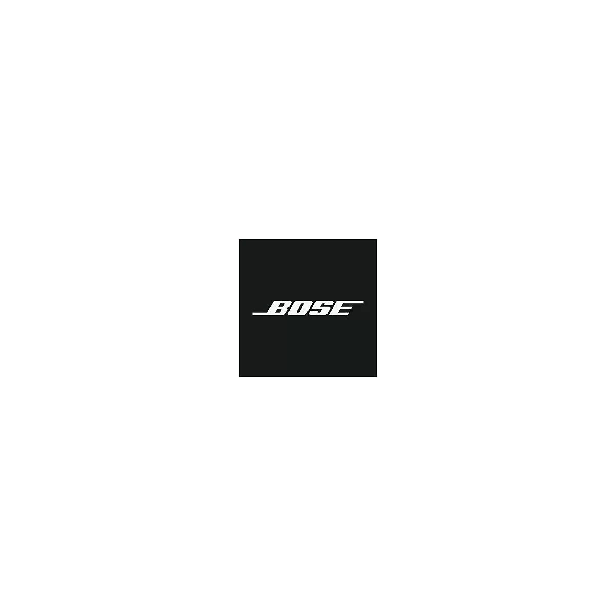 Weißes Bose-Logo auf schwarzem quadratischem Hintergrund.