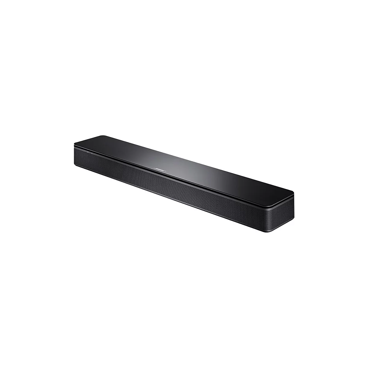 Schwarze Bose Soundbar vor weißem Hintergrund.