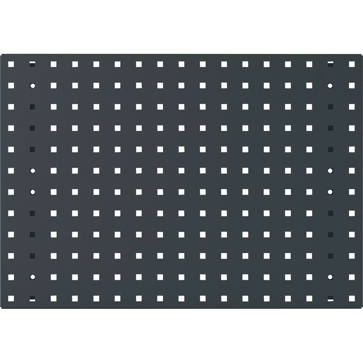 Graue Platte mit regelmäßigen Quadrat- und Lochmustern.