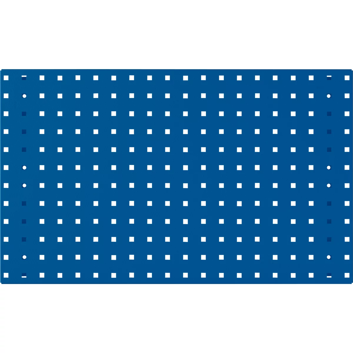 Blauer Hintergrund mit weißen Quadraten und Punkten.