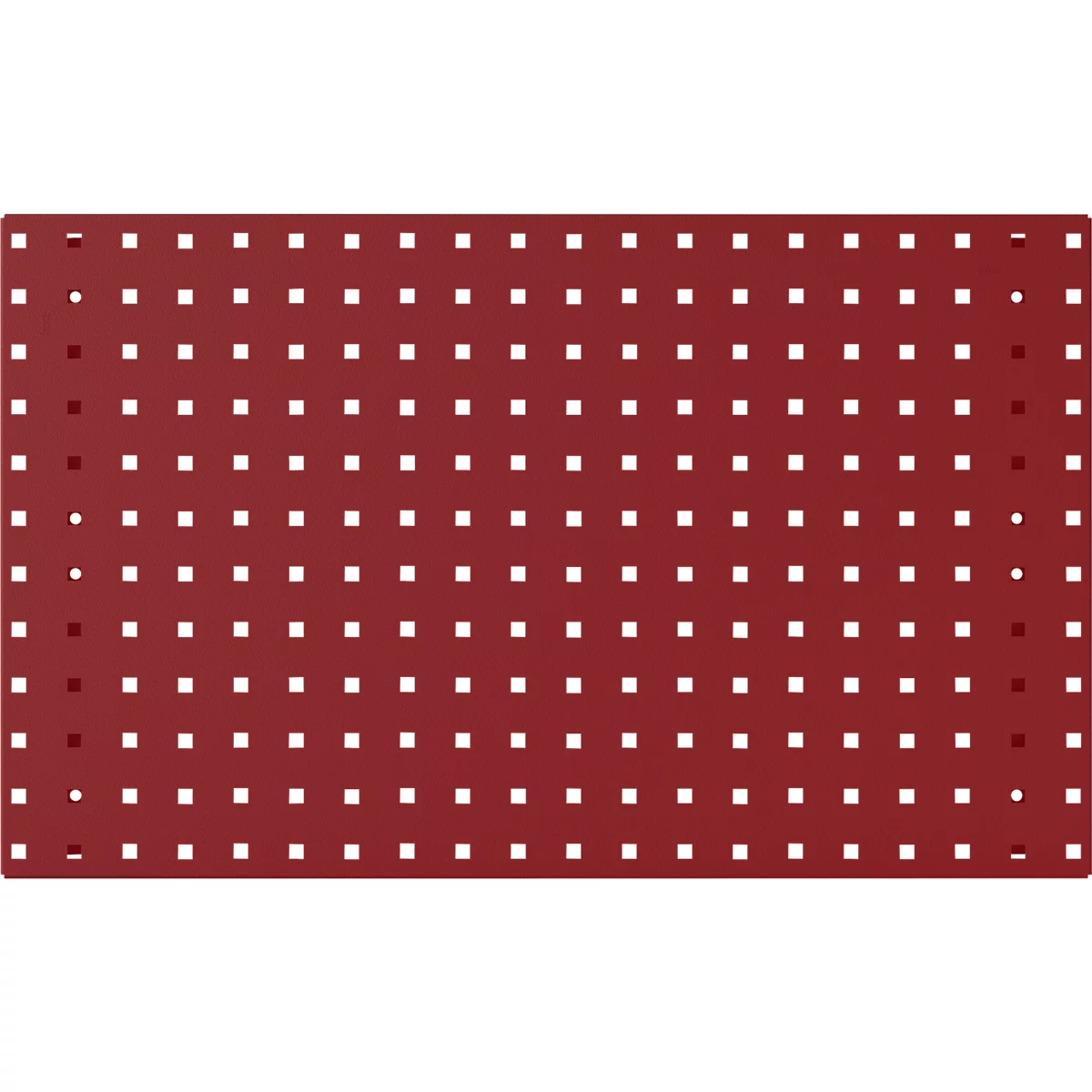 Burgunderfarbener Hintergrund mit regelmäßig angeordneten, weißen Quadraten und Punkten.