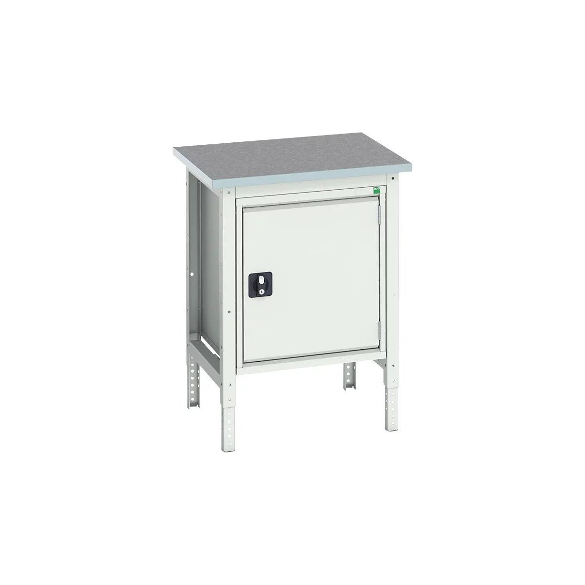 Bott verso box werkbank, linoleumblad, 1 deur, 1 plank, B 700 x D 600 x H 780 - 930 mm, lichtgrijs