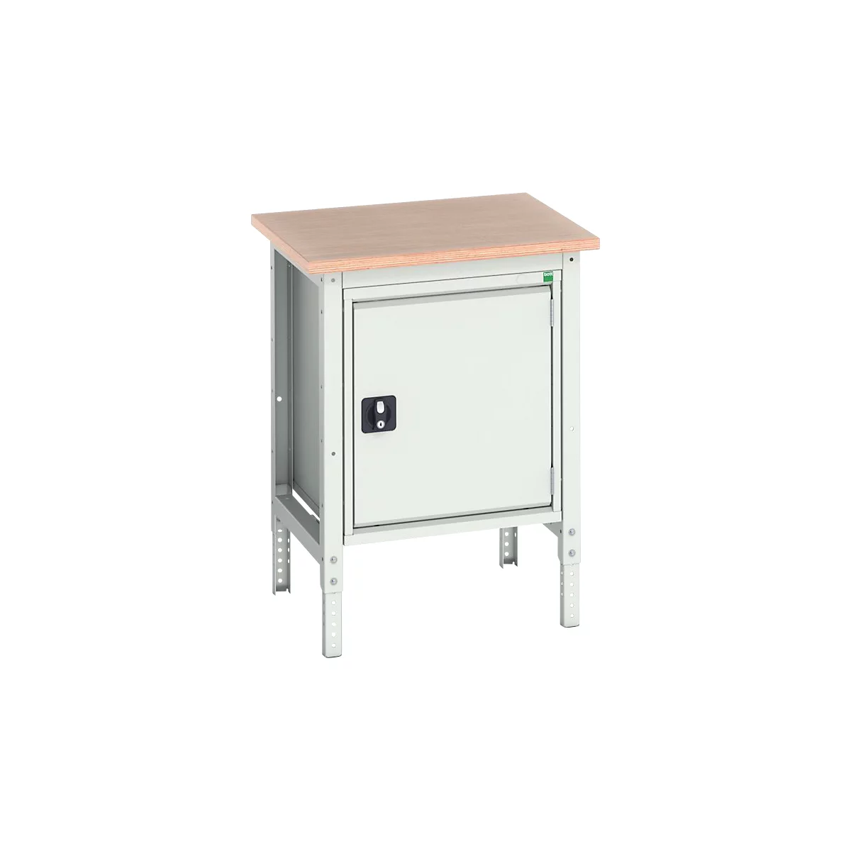 Bott verso boxwerkbank, multiplexplaat, 1 deur, 1 plank, B 700 x D 600 x H 780 - 930 mm, lichtgrijs