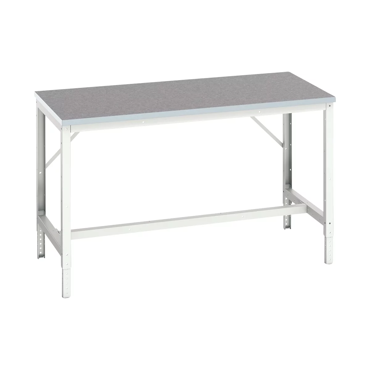 Bott verso werkbank, linoleum werkblad, met traverse set, B 1500 x D 800 x H 780 - 930 mm, RAL 7035 lichtgrijs