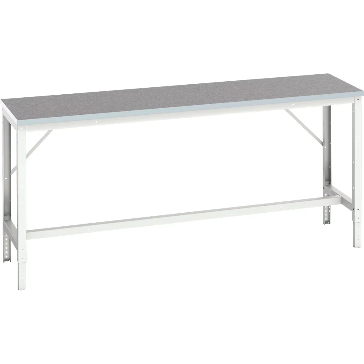Bott verso werkbank, linoleum werkblad, met traverse set, B 2000 x D 600 x H 780 - 930 mm, RAL 7035 lichtgrijs