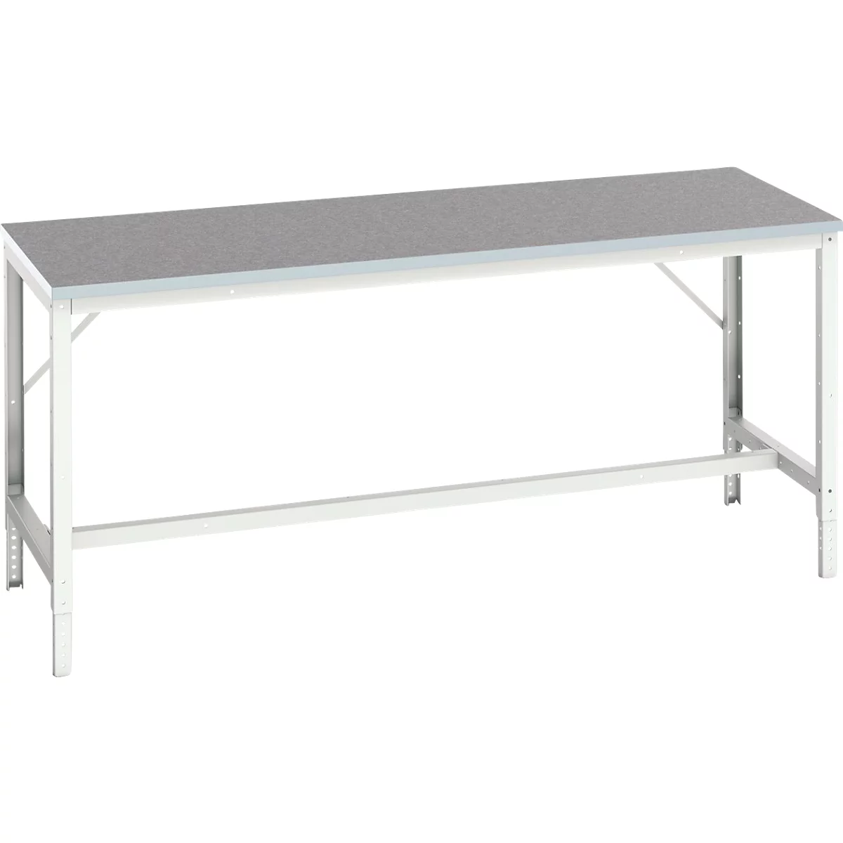 Bott verso werkbank, linoleum werkblad, met traverse set, B 2000 x D 800 x H 780 - 930 mm, RAL 7035 lichtgrijs