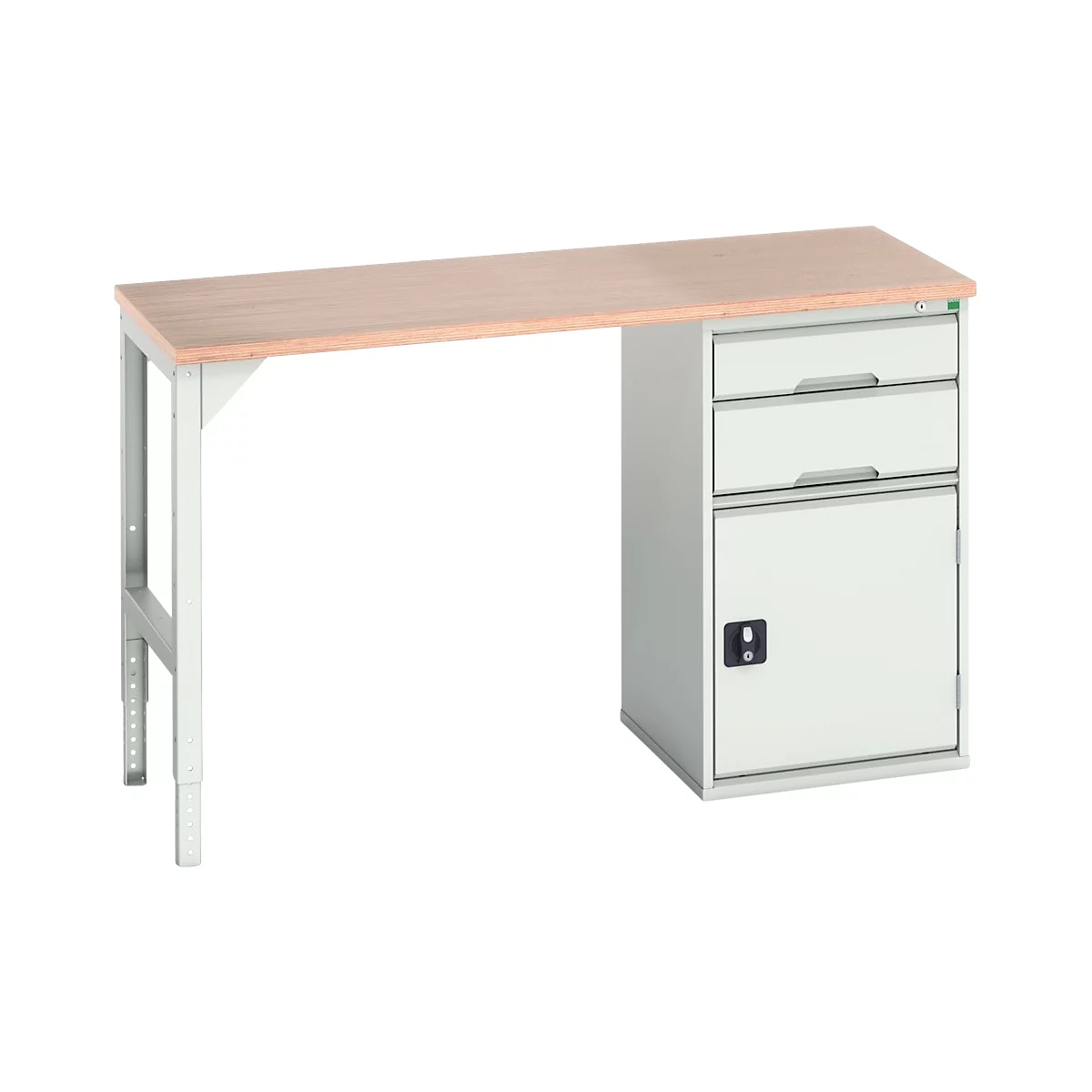 Bott verso werkbank onderbouw, multiplex legbord, 2 laden, 1 deur, 1 legbord, B 1500 x D 600 x H 930 mm, lichtgrijs