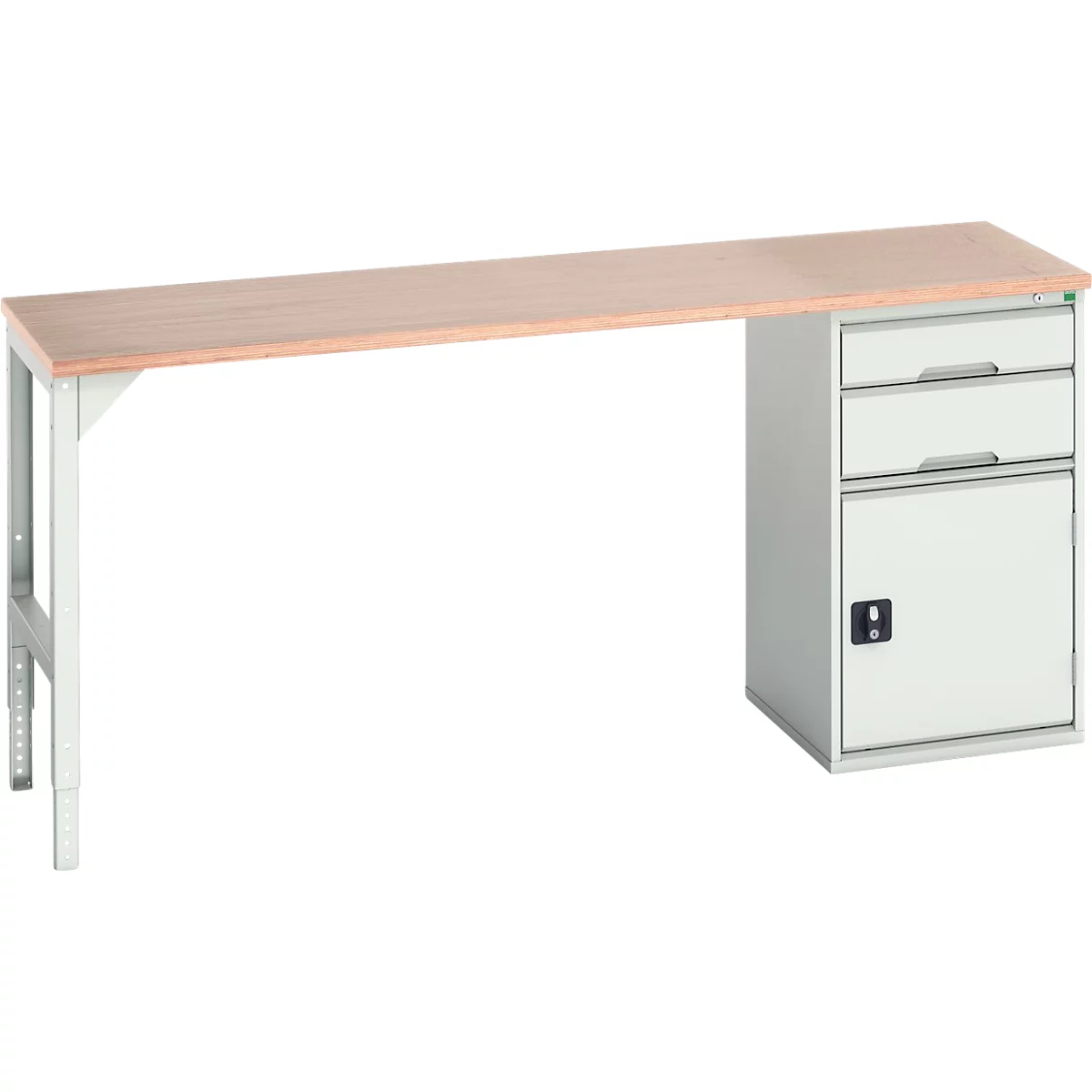 Bott verso werkbank onderbouw, multiplex legbord, 2 laden, 1 deur, 1 legbord, B 2000 x D 600 x H 930 mm, lichtgrijs