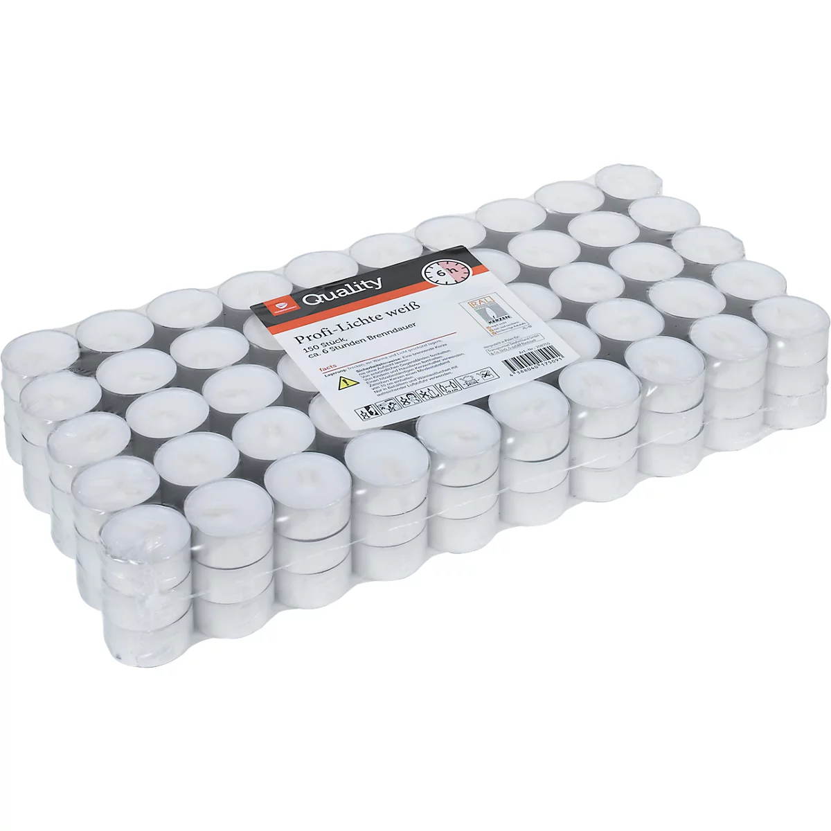 Bougies à chauffe-plat Lumières professionnelles, blanc, 150 pièces, env. 6 heures de combustion