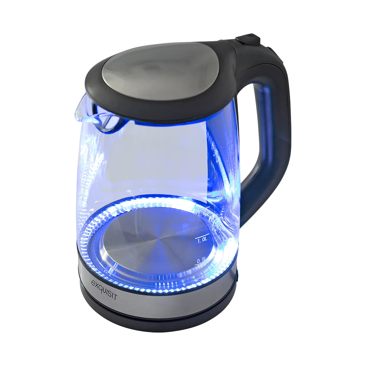 Bouilloire exquisit 3501 swg WK, verre, 2 L, 2200 W, avec éclairage intérieur, rotation à 360°,
