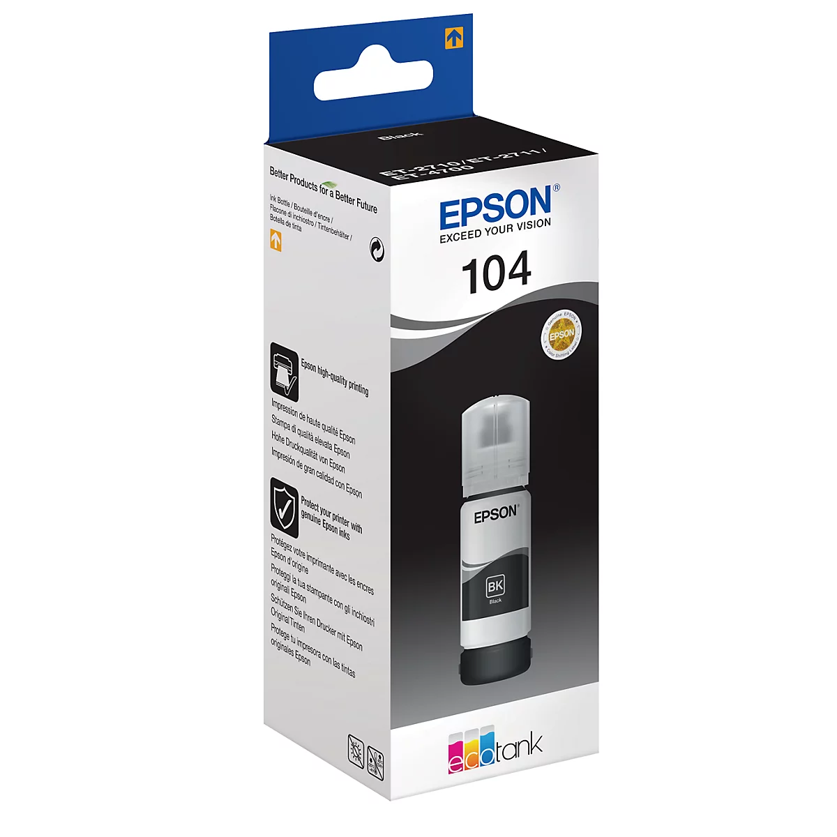 Bouteille d'encre originale Epson 104, pack individuel, noir