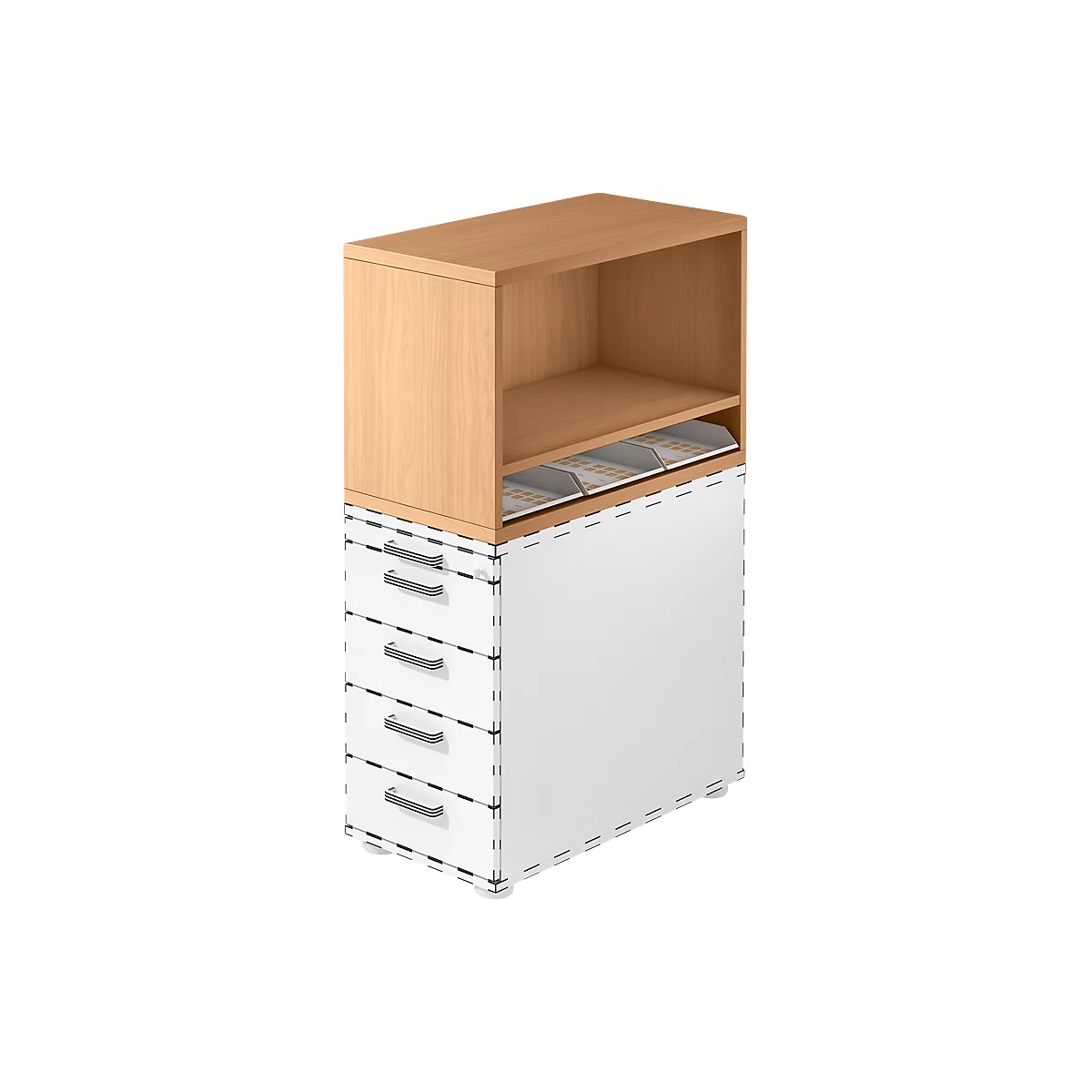 Bovenste plank, voor staande container, 1 plank, beukenhouten decor