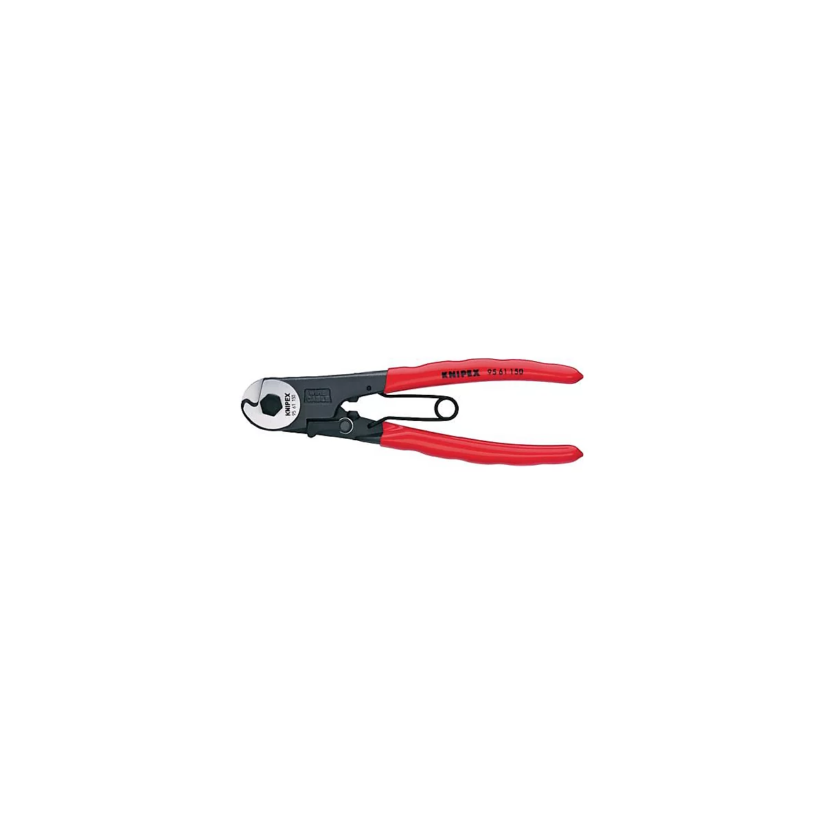 Rode en zwarte krimptang van Knipex, in detail.