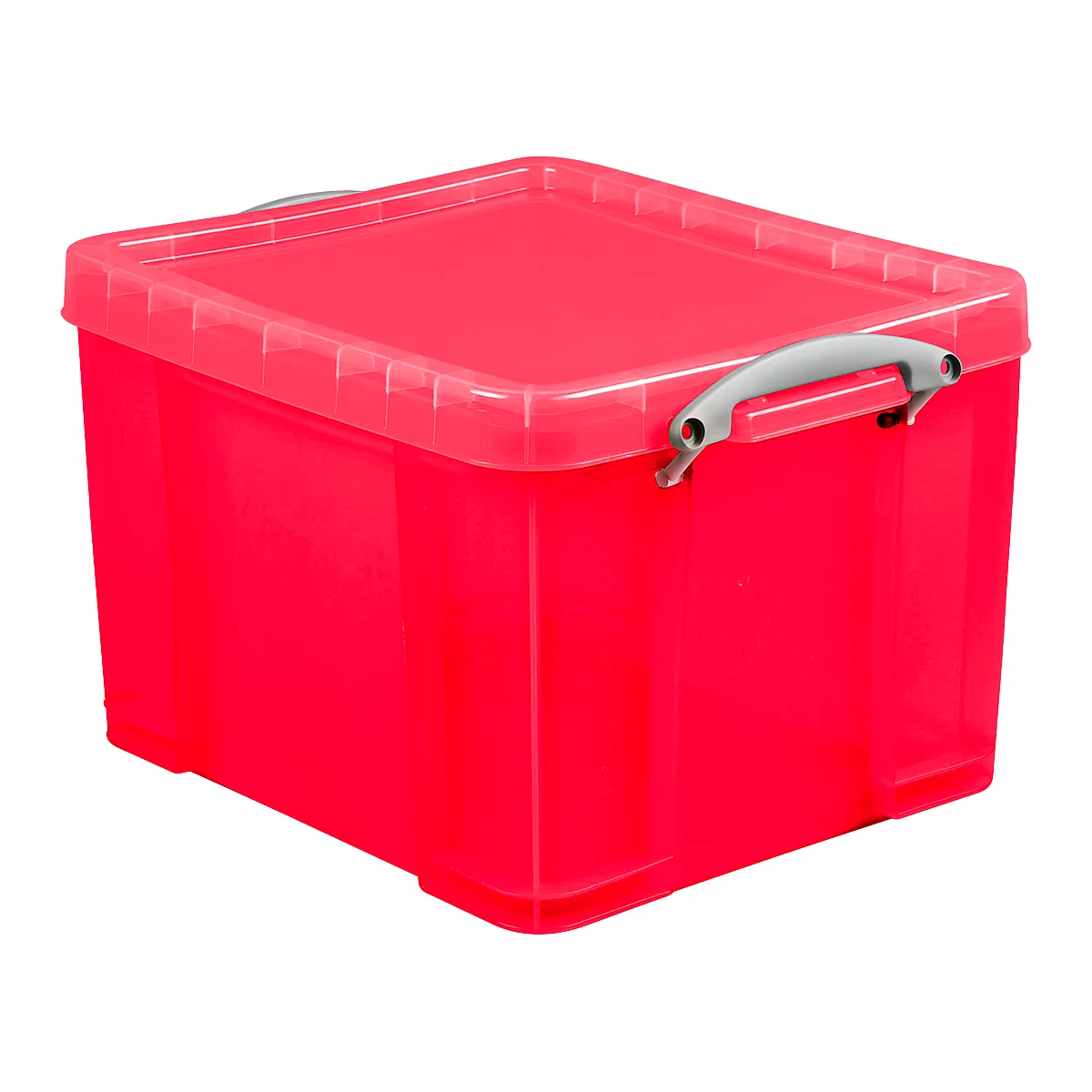 Box, kunststof, transparant rood, 35 l