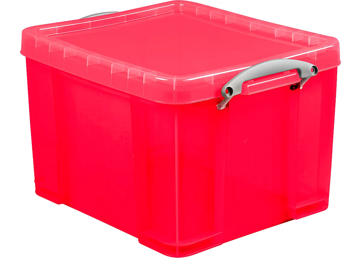 Box, Kunststoff, transparent rot, 35 l