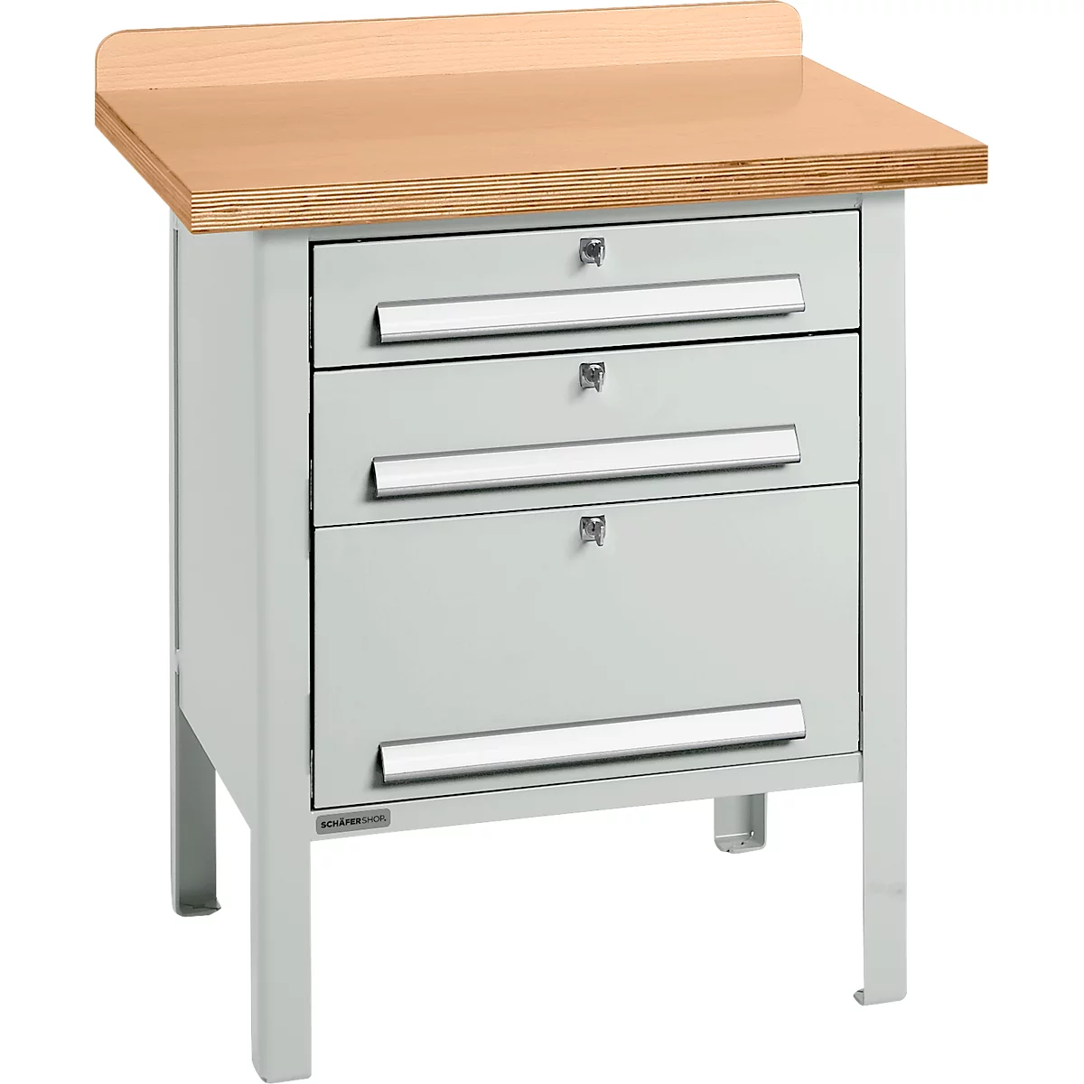 Box-type werkbank Schäfer Shop Select PWi 75-7, beuken decor multiplex blad, tot 750 kg, B 750 x D 700 x H 840 mm