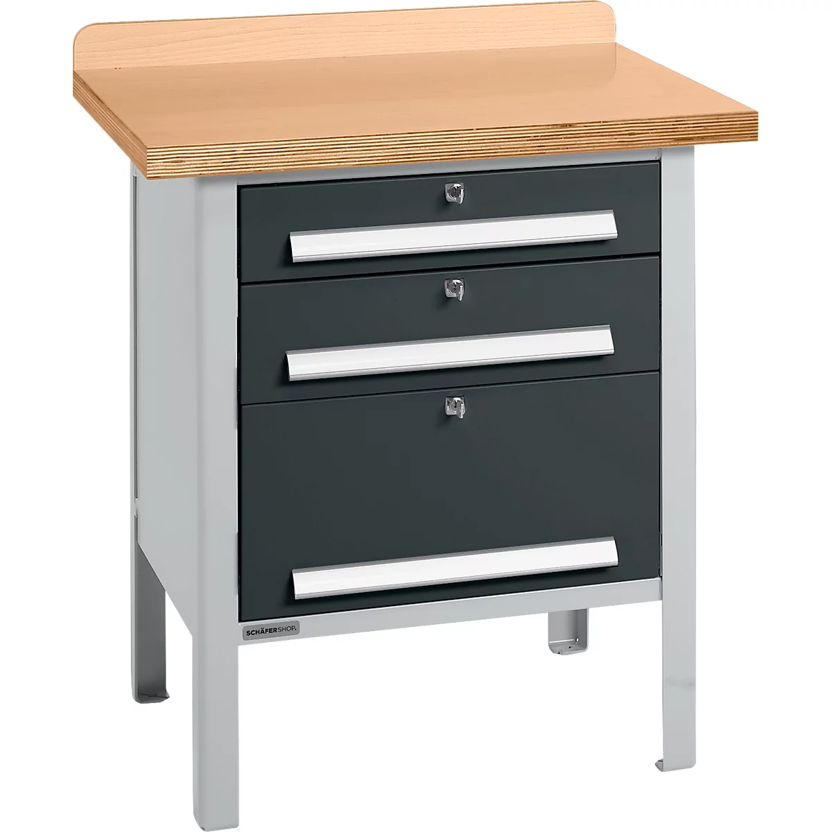 Box-type werkbank Schäfer Shop Select PWi 75-7, beuken decor multiplex blad, tot 750 kg, B 750 x D 700 x H 840 mm