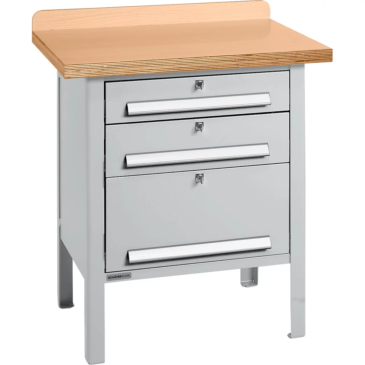 Box-type werkbank Schäfer Shop Select PWi 75-7, beuken decor multiplex blad, tot 750 kg, B 750 x D 700 x H 840 mm