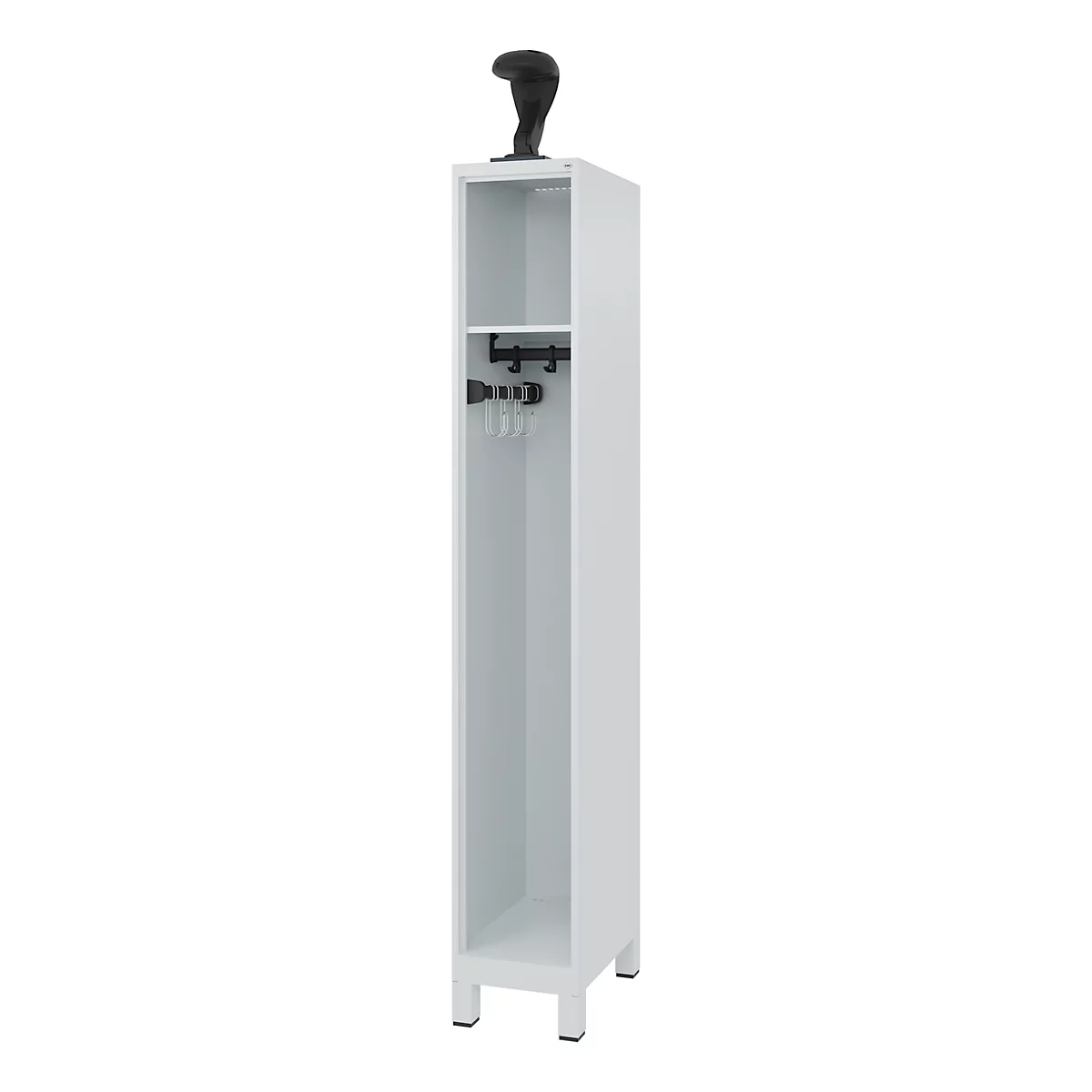 Brandweerkluis C+P Evolo EXPERT, 1 compartiment, B 300 x D 500 x H 1850 mm, RAL 7035 lichtgrijs/RAL 7035 lichtgrijs