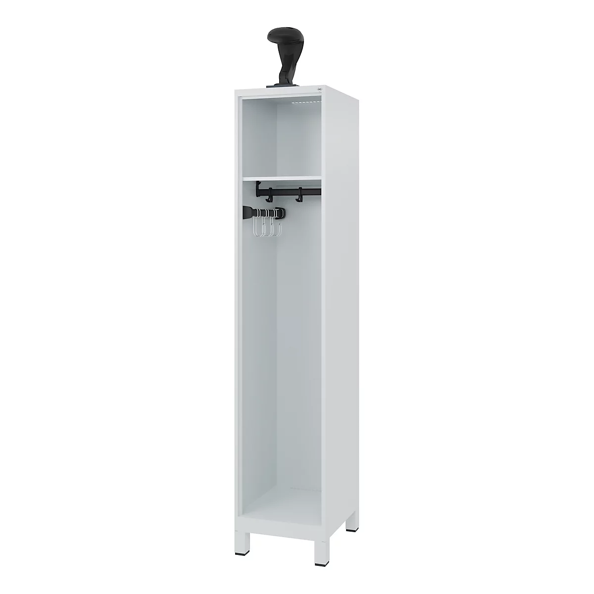 Brandweerkluis C+P Evolo EXPERT, 1 compartiment, B 400 x D 500 x H 1850 mm, RAL 7035 lichtgrijs/RAL 7035 lichtgrijs
