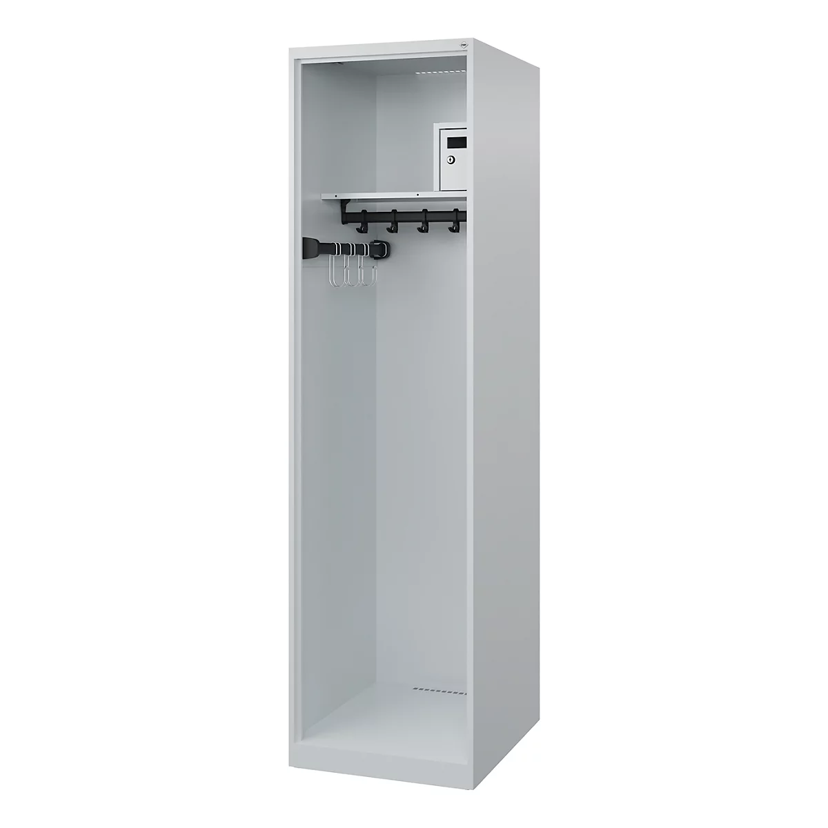 Brandweerkluis C+P Evolo Flexo, 1 vak, zonder helmhouder, vloerglijders, B 500 x D 600 x H 1850 mm, RAL 7035 lichtgrijs
