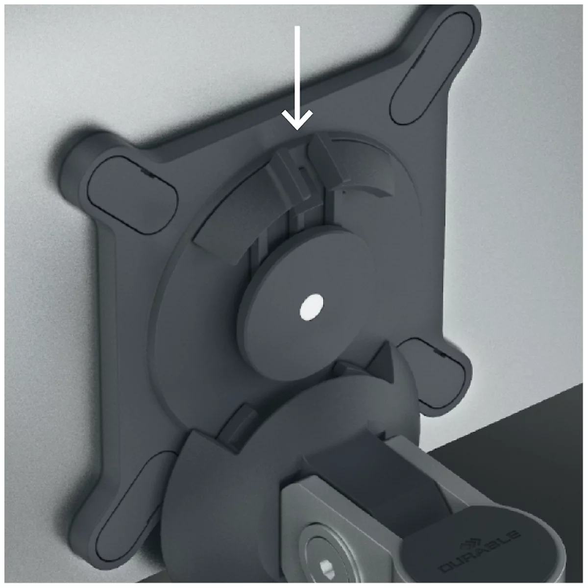Bras de moniteur Durable, pour 1 écran 21-27", VESA, rotatif et inclinable, réglable en hauteur, avec douille de bureau