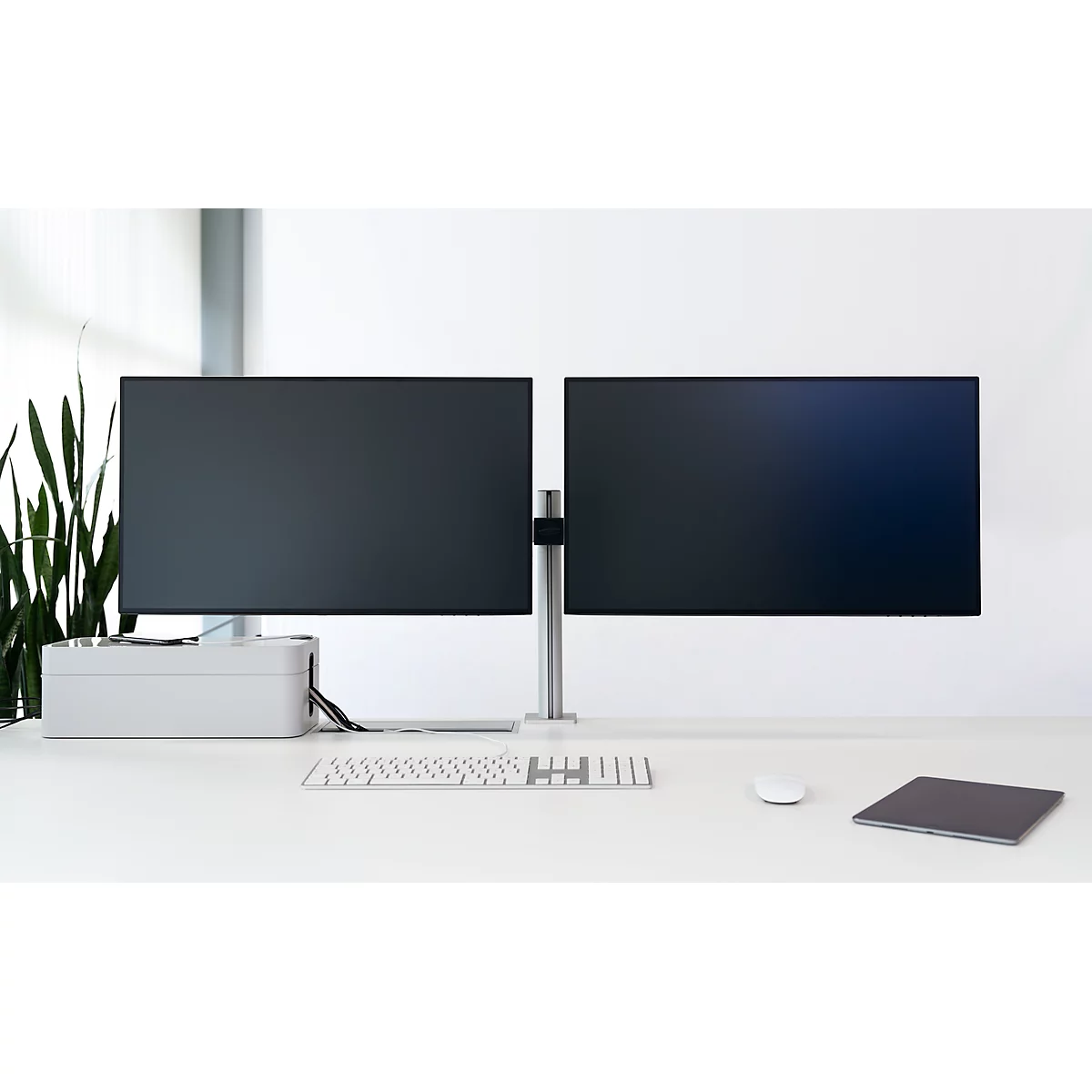 Bras de moniteur durable, pour 2 écrans 21-27', VESA, rotatif et inclinable, réglable en hauteur, avec pince de bureau