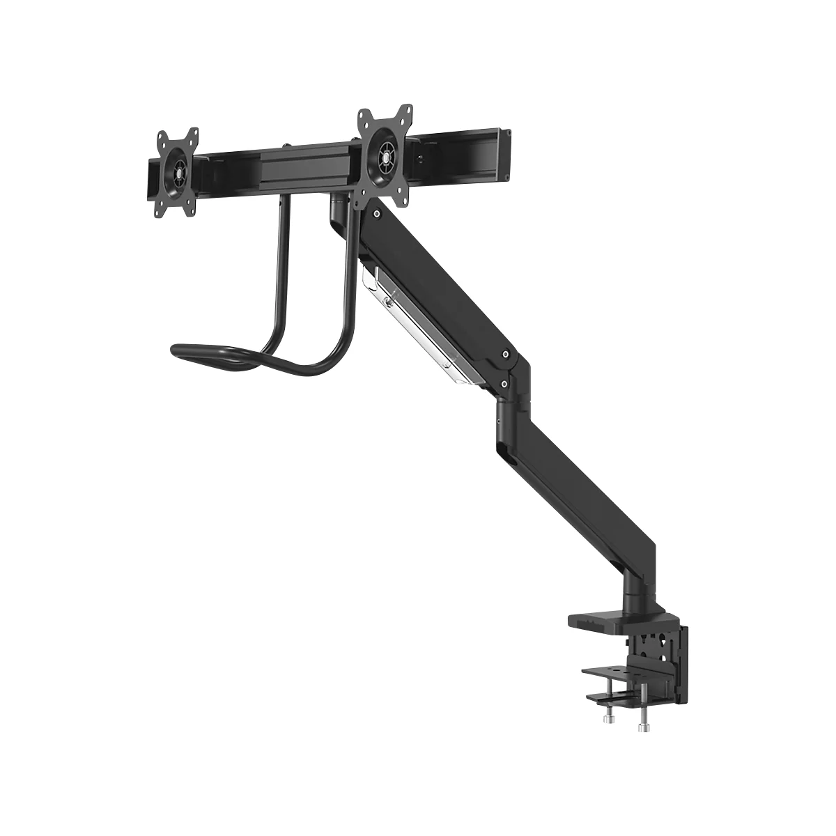Bras double pour écrans NM-D775DXBLACK NewStar, fixation sur table, jusqu'à 32', inclinable/rotatif/pivotant, avec poignée