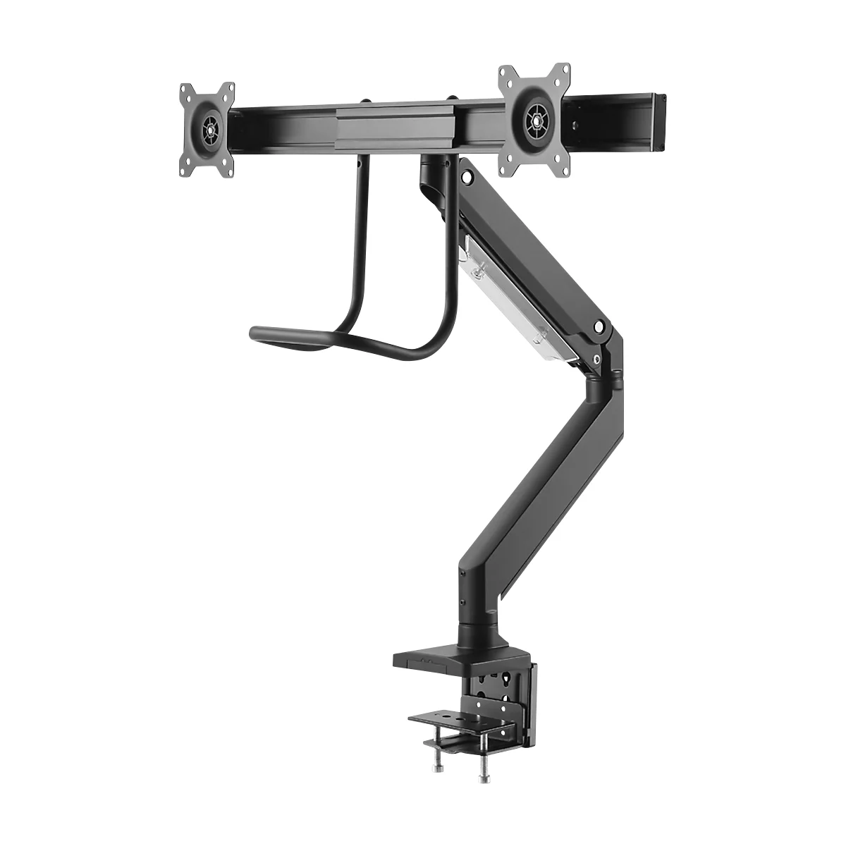 Bras double pour écrans NM-D775DXBLACK NewStar, fixation sur table, jusqu'à 32', inclinable/rotatif/pivotant, avec poignée