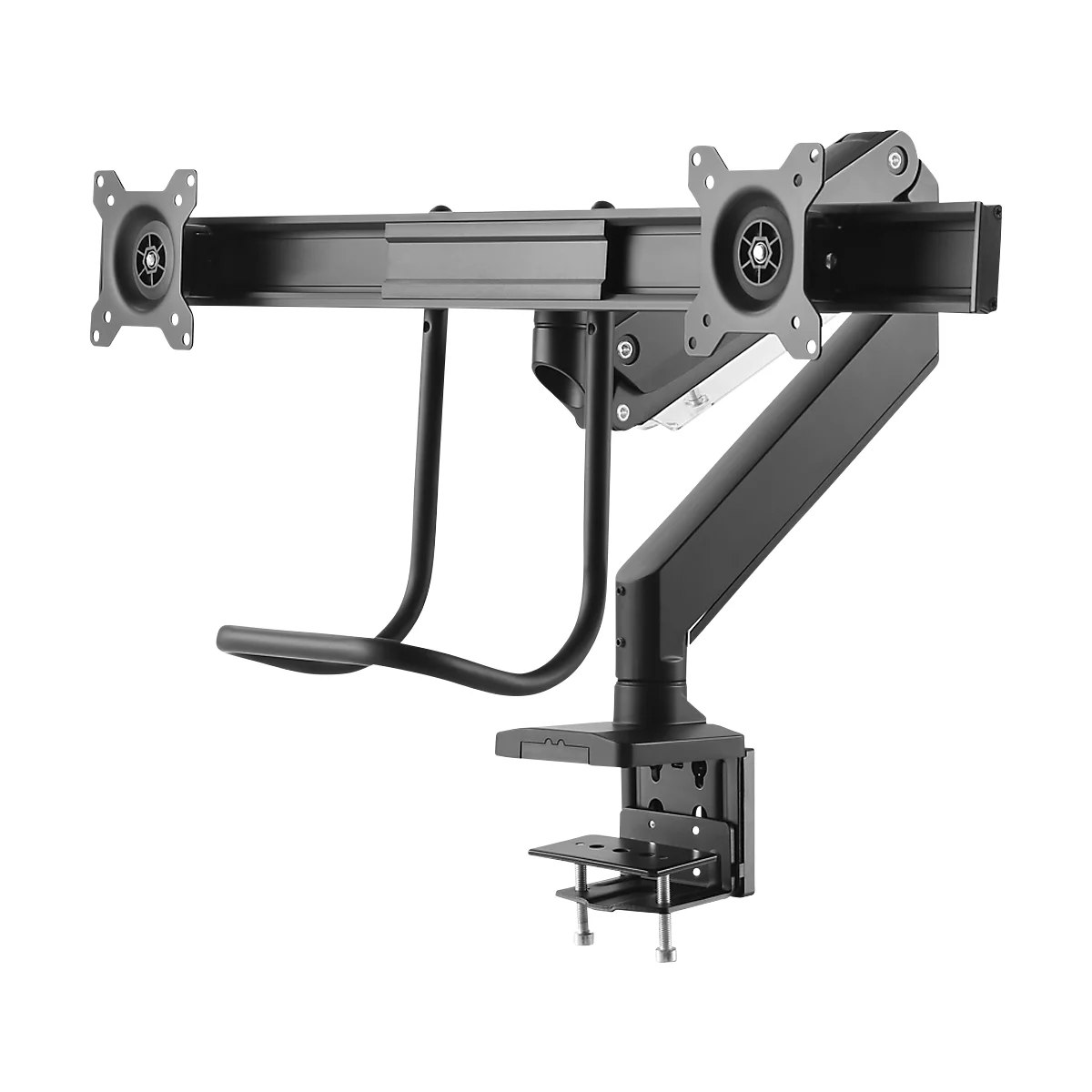 Bras double pour écrans NM-D775DXBLACK NewStar, fixation sur table, jusqu'à 32', inclinable/rotatif/pivotant, avec poignée
