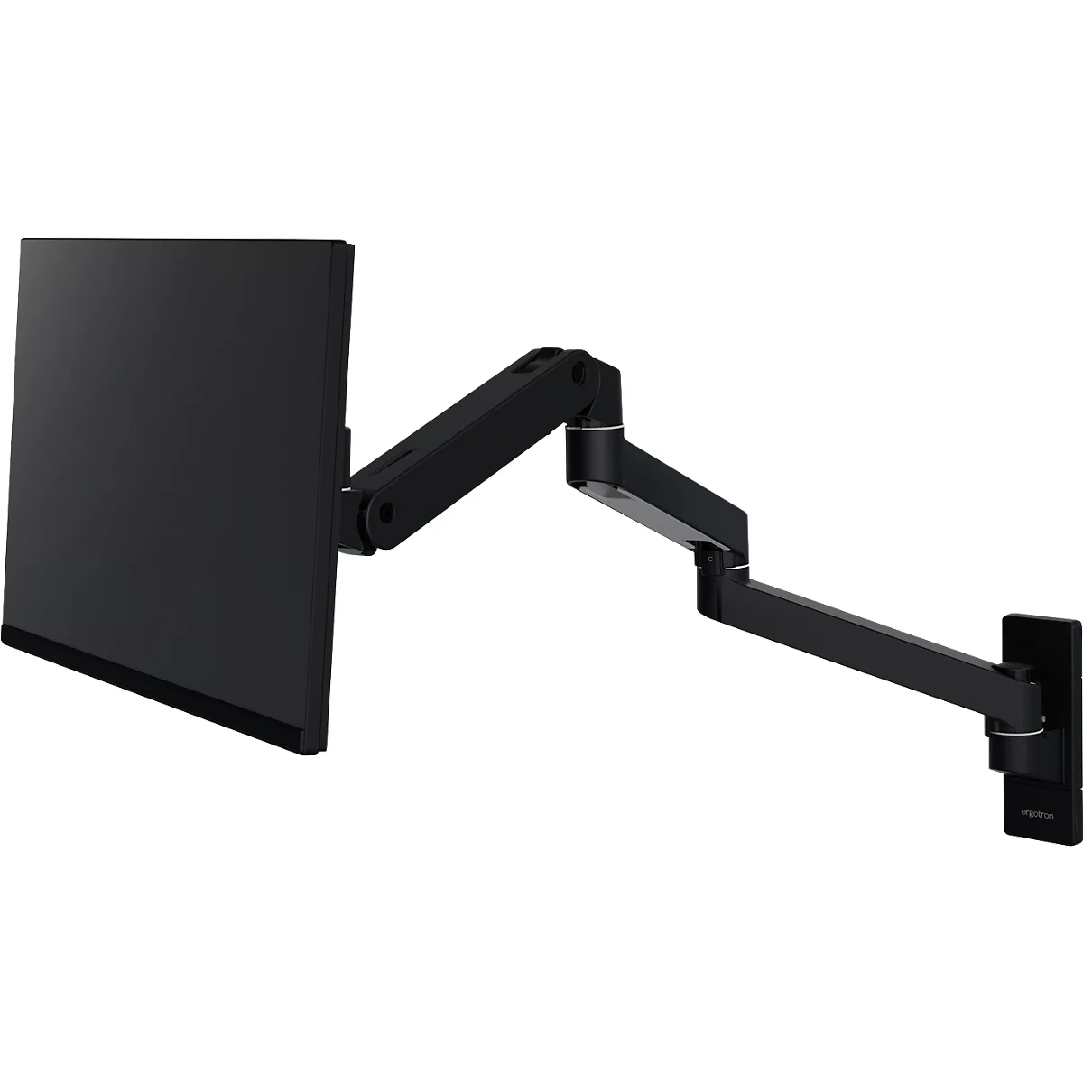 Moniteur noir sur support mural, orientable.