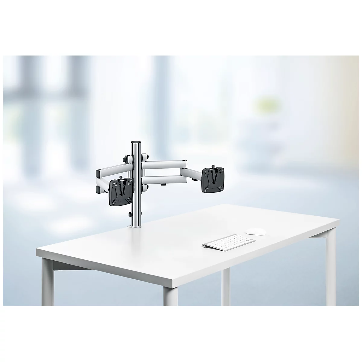 Bras pivotant pour écran TSS Duo 505 Novus, pour 2 écrans, pince de 14 à 40 mm, 2 x bras pliable
