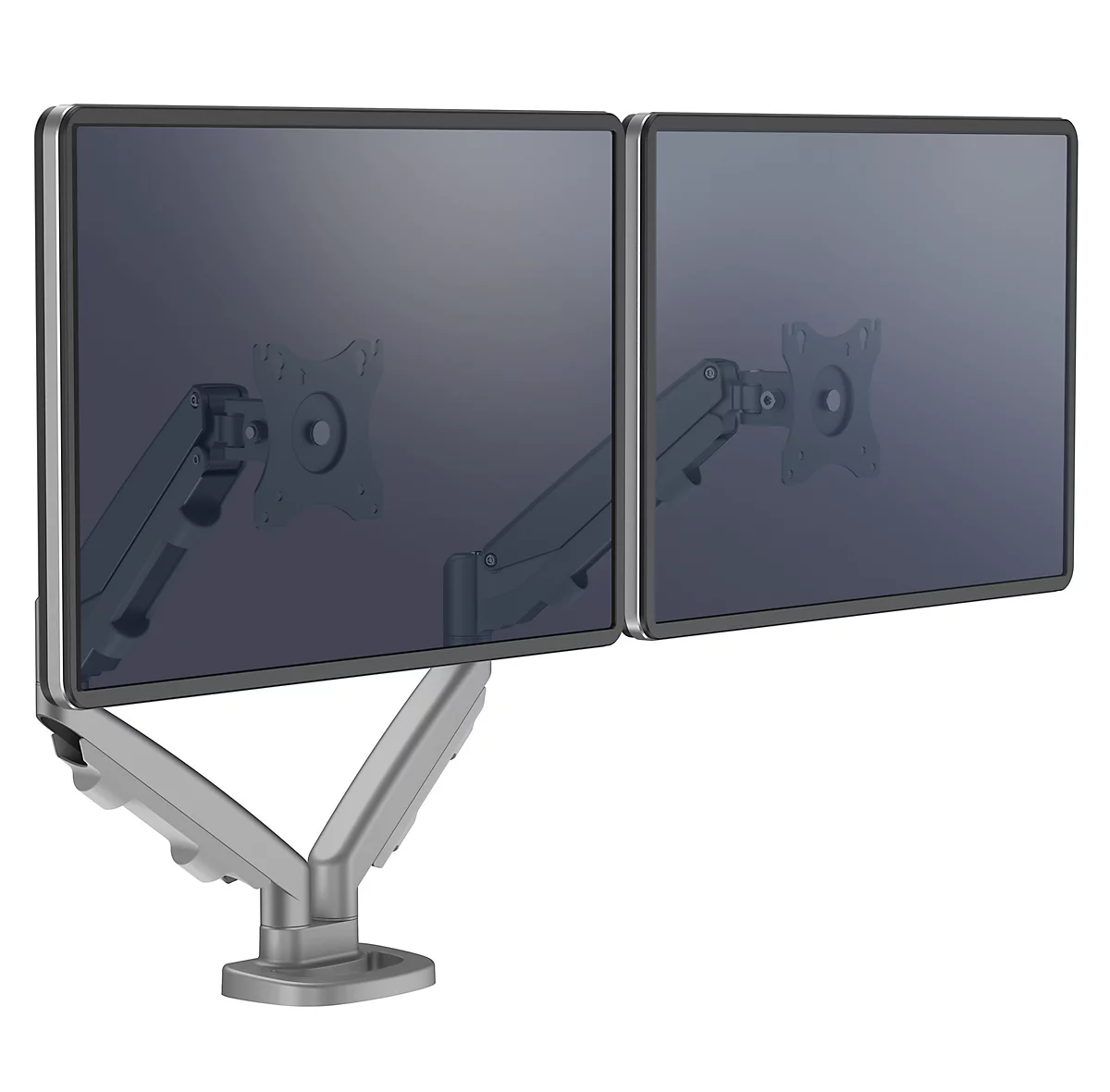 Basics Support d'écran double avec bras de montage réglable en  hauteur, rotation de 360 degrés, inclinaison de l'écran réglable, en  hauteur et
