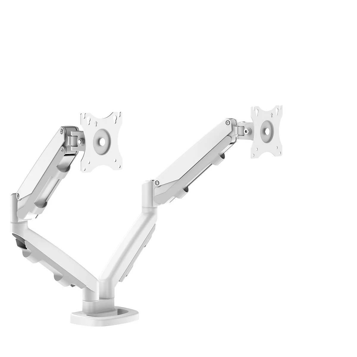 Bras porte-écran double Eppa™, jusqu'à 39"; de largeur, VESA, rotation de 360°, pivotant à 180°, inclinaison de 90°, réglable en hauteur, jusqu'à 39" de largeur totale, VESA, réglable en panoramique/inclinaison/ hauteur, blanc