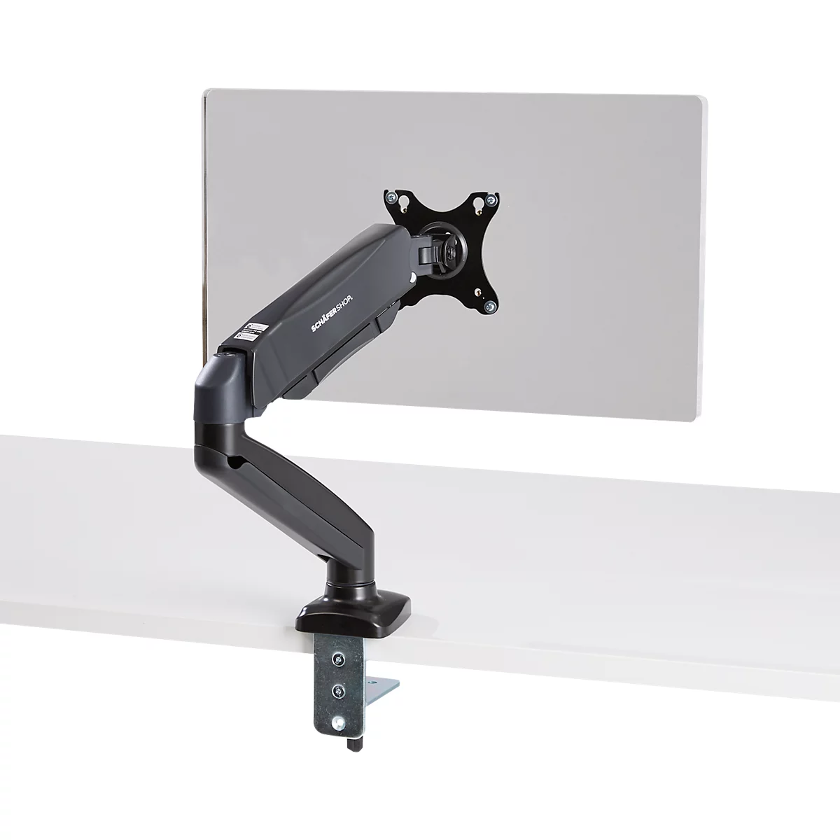 Bras pour 1 écran MX8-112 - jusqu'à 32″ et jusqu'à 8 kg – inclinaison - rotation - hauteur réglable - guide-câble - VESA - pince de table - notre marque Schäfer Shop Select 