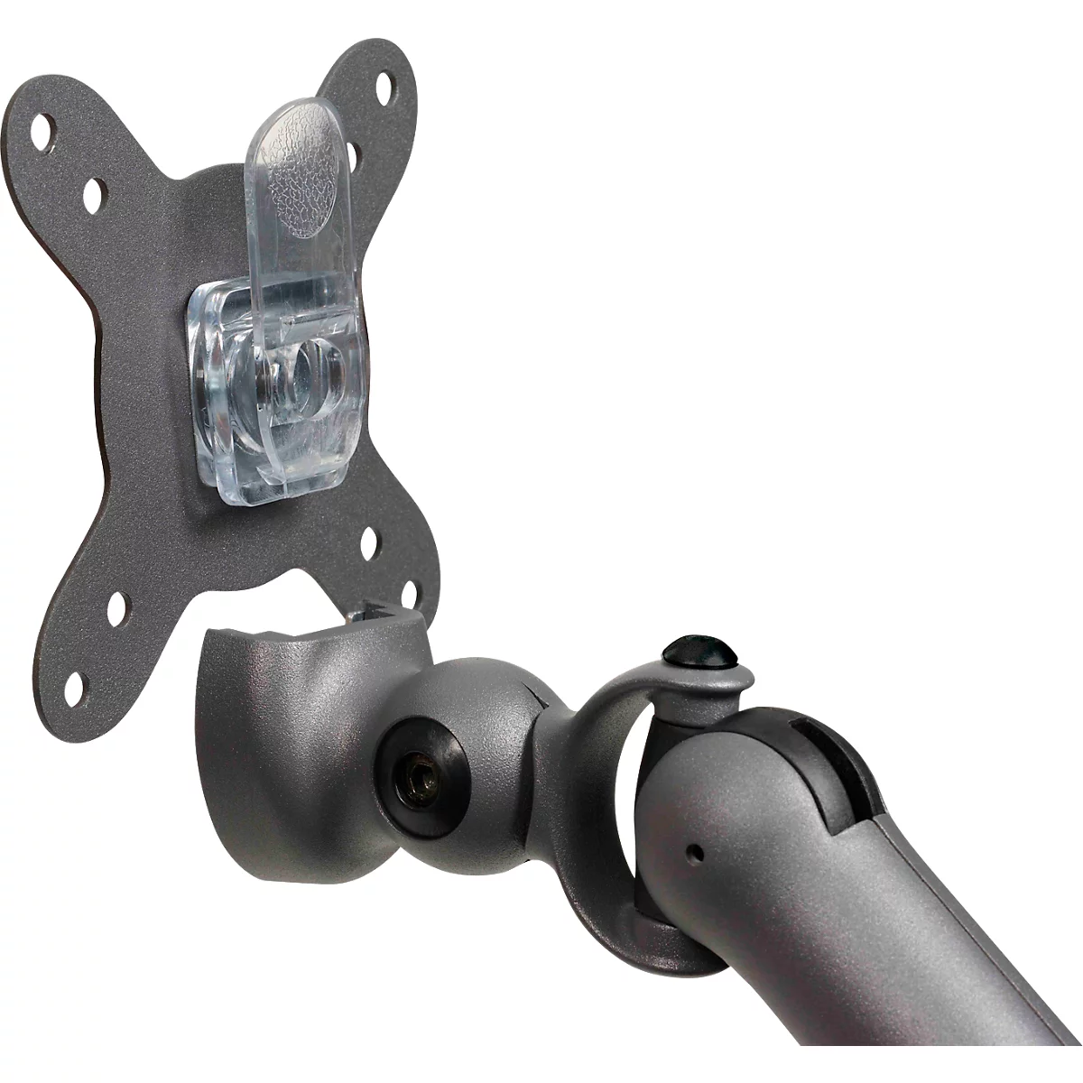 Bras pour écran BakkerElkhuizen BE Flexible, pour 1 écran, jusqu'à 10 kg, pivotant, inclinable et incliné, largeur de serrage 80 mm, compatible VESA, ergonomique, réglable en hauteur de 170 à 582 mm, gris foncé/noir
