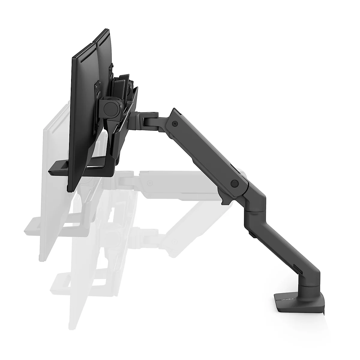Bras pour écran double Ergotron HX, jusqu'à 32 pouces par bras, réglable en hauteur/profondeur, fonction d'inclinaison, VESA, noir mat