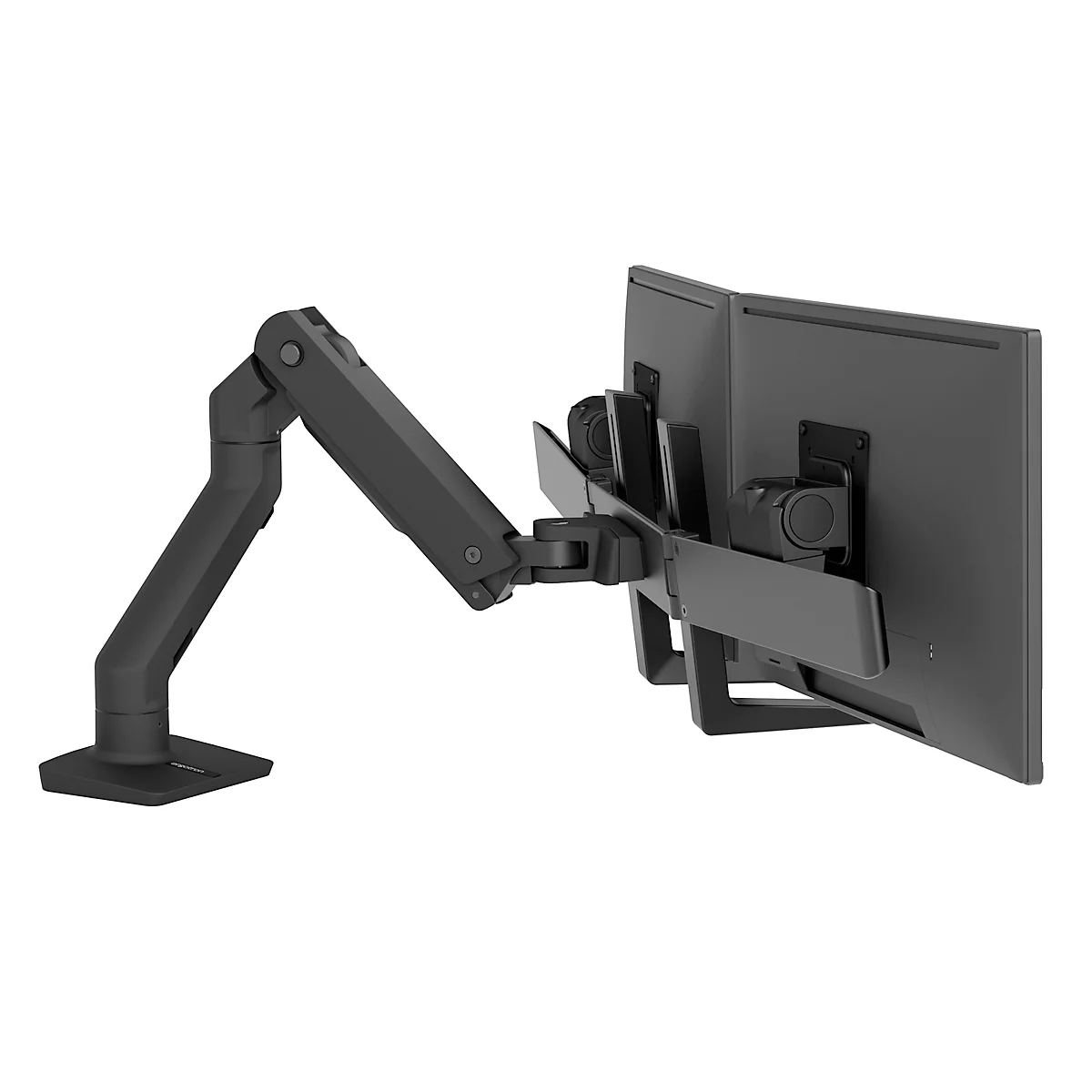 Bras pour écran double Ergotron HX, jusqu'à 32 pouces par bras, réglable en hauteur/profondeur, fonction d'inclinaison, VESA, noir mat