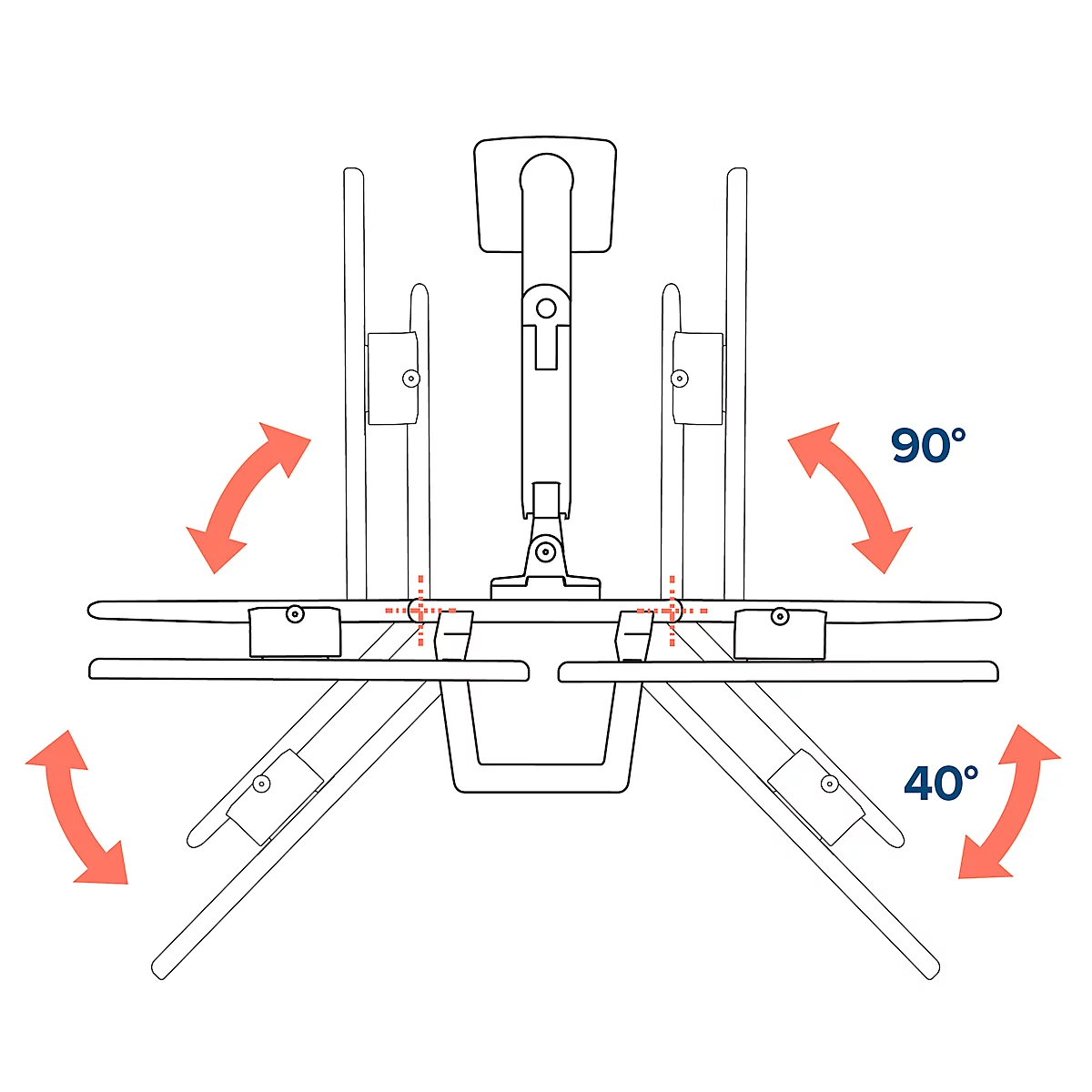 Bras pour écran double Ergotron HX, jusqu'à 32 pouces par bras, réglable en hauteur/profondeur, fonction d'inclinaison, VESA, noir mat