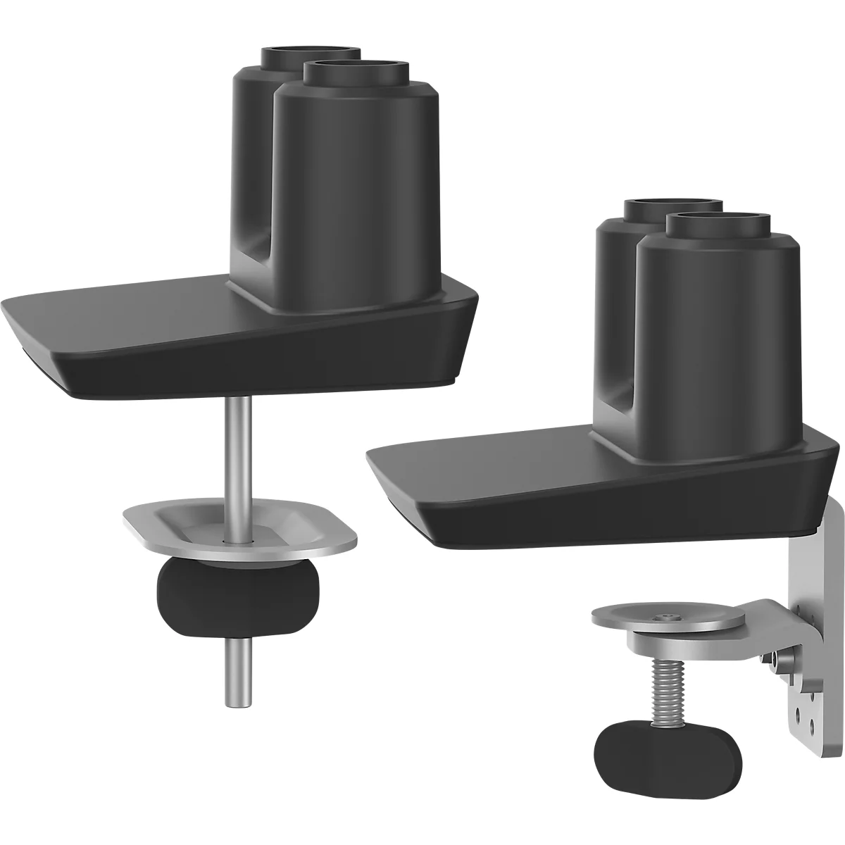 Bras pour écran Fellowes® Tallo™, pour 2 écrans jusqu'à 40' &amp; 9 kg chacun, réglable en hauteur/rotatif/pivotant/inclinable, ressort à gaz, guide-câble, pince de table, noir