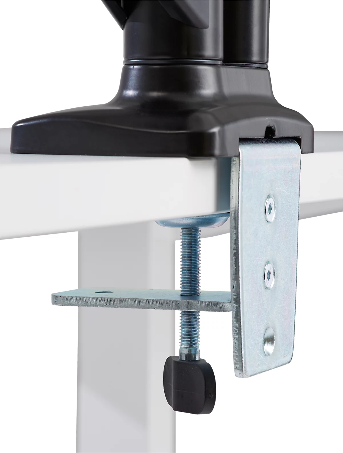 Brazo para monitor Schäfer Shop Select MX8-124, para 2 pantallas de hasta 24″ y hasta 8 kg, inclinación/giro/rotación, altura ajustable, guía de cables, VESA, abrazadera de mesa
