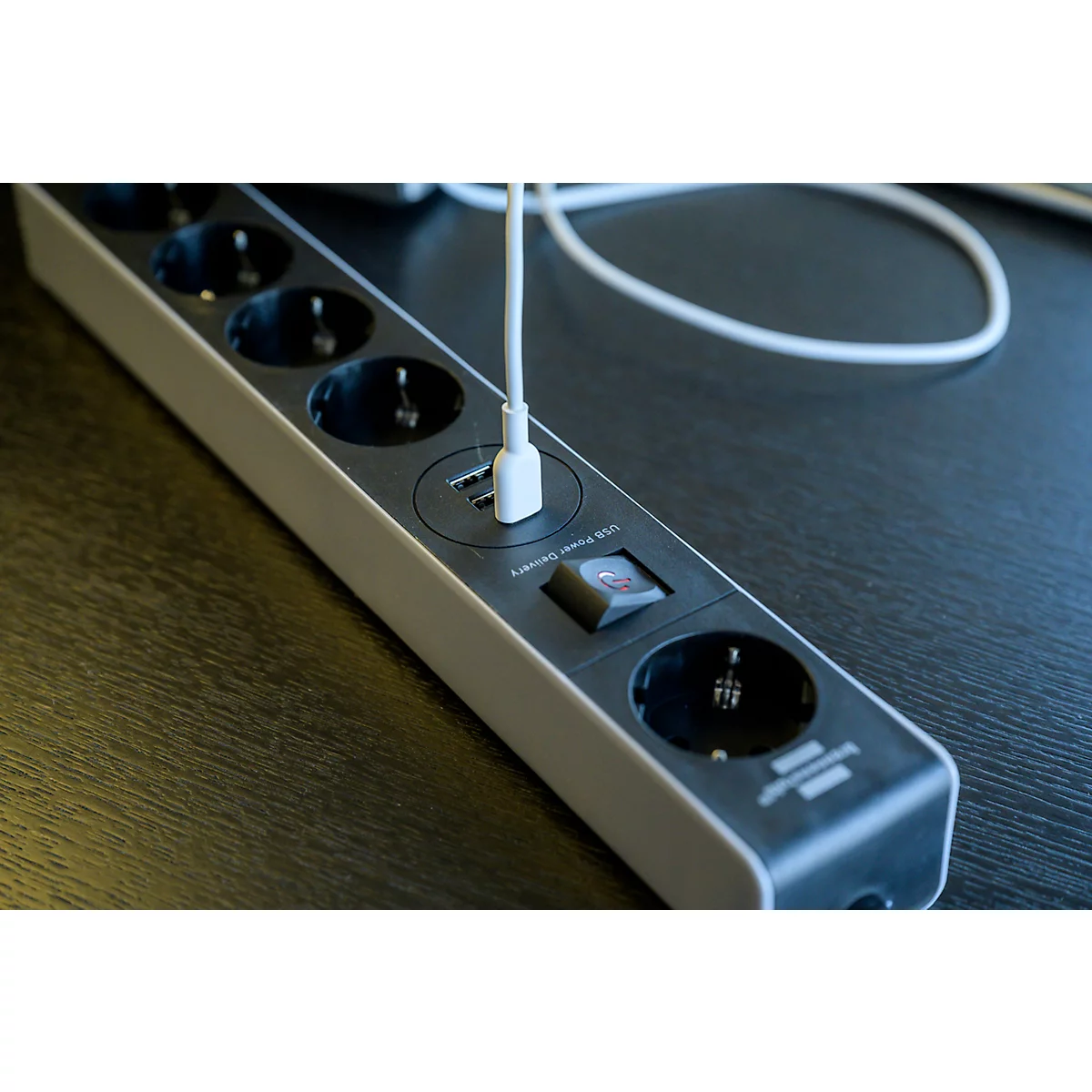 Brennenstuhl 5-voudige contactdoosstrip, met schakelaar, 1x USB-C met Power Delivery, 2x USB-A, 45 W, grijs/zwart