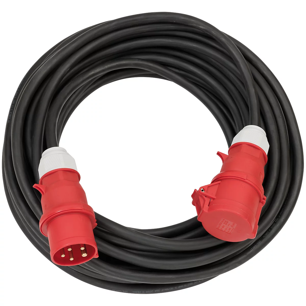 Brennenstuhl CEE Verlängerungskabel, 10 Meter, Gummi-Neopren, Verschlussklappe, IP44 staub- und spritzwassergeschützt, 400V/32A, schwarz/rot