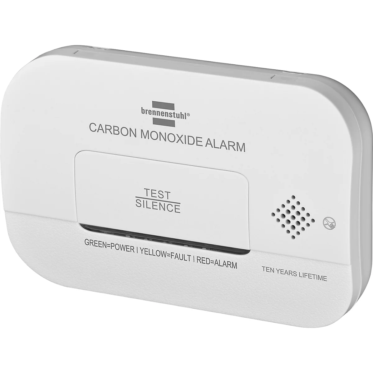 Brennenstuhl Détecteur de monoxyde de carbone/détecteur de CO CM A 3030, alarme 85 dB, affichage LED, signal optique et acoustique, L 120 x H 80 x P 37 mm, blanc, 2x piles AA incluses