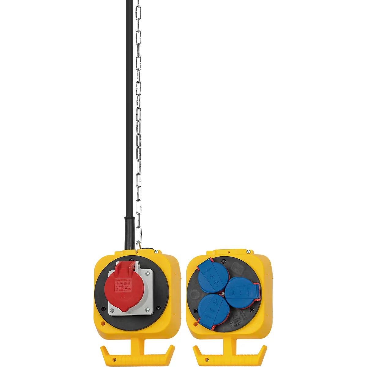 Brennenstuhl Distributeur de courant pendulaire, 1x CEE 400V/16A, 3x contact de protection 230V, longueur de câble 5 m, plastique, IP44, L 145 x l 140 x H 530 mm, jaune