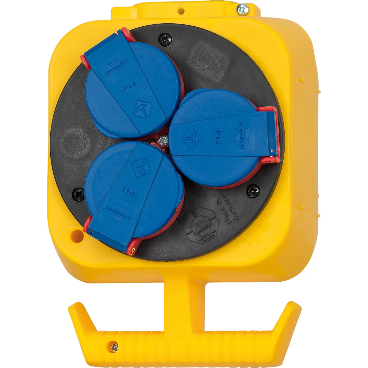 Brennenstuhl Distributeur de courant pendulaire, 1x CEE 400V/16A, 3x contact de protection 230V, longueur de câble 5 m, plastique, IP44, L 145 x l 140 x H 530 mm, jaune
