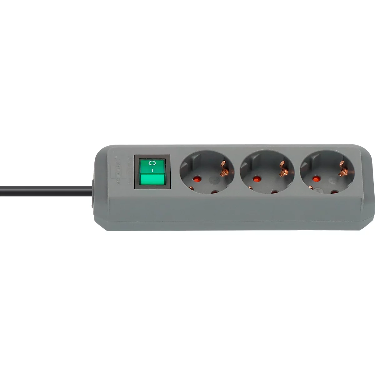 Brennenstuhl Eco-Line contactdoosstrook, 3 contactdozen met randaarde, 45° opstelling, verhoogde aanrakingsbeveiliging, 1,5 m snoerlengte, L 215 x B 95 x D 60, zilvergrijs