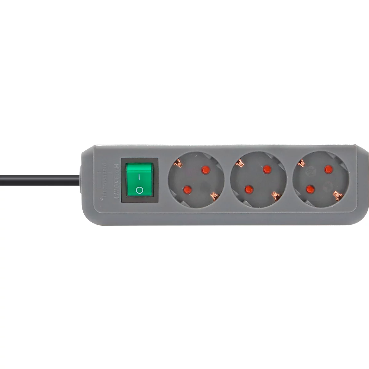 Brennenstuhl Eco-Line contactdoosstrook, 3 contactdozen met randaarde, 45° opstelling, verhoogde aanrakingsbeveiliging, 1,5 m snoerlengte, L 215 x B 95 x D 60, zilvergrijs